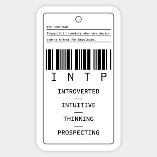 INTP - The Logician - Introverted Intuitive Thinking Prospecting Sticker